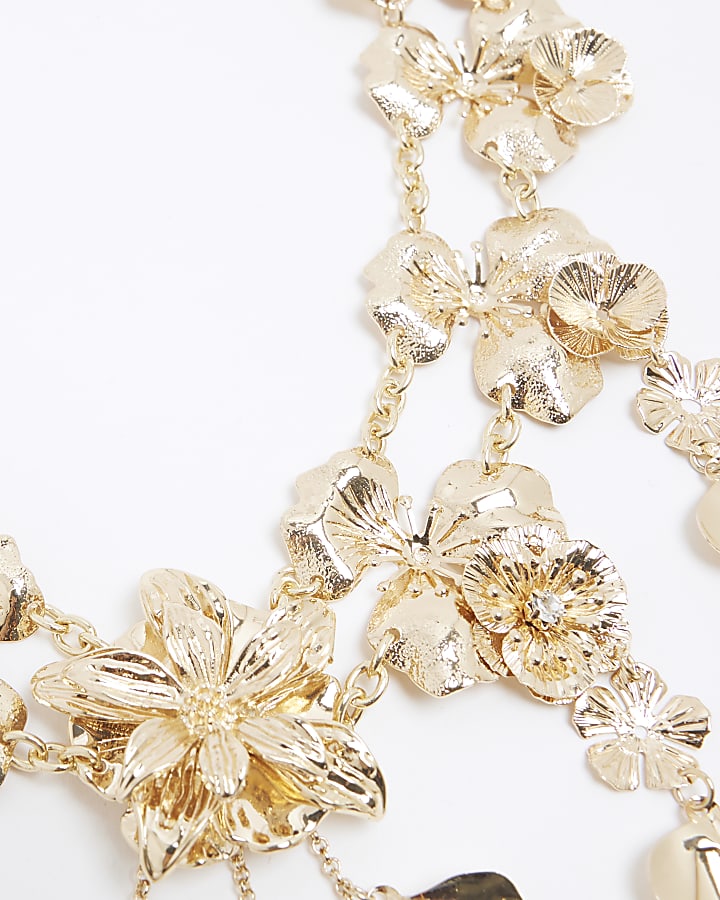 Gold Flower Collar Necklace