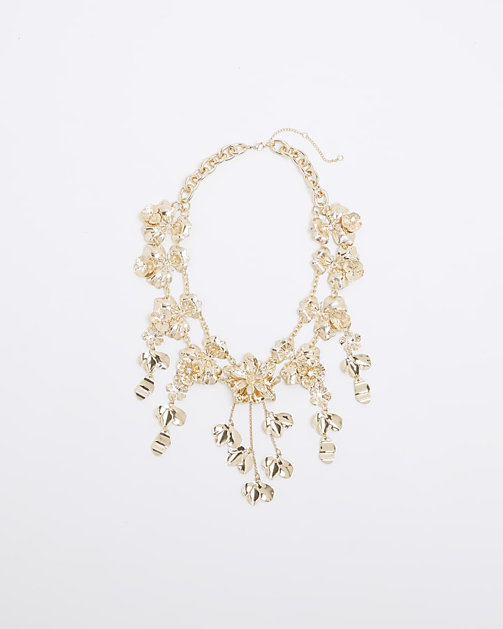 Gold Flower Collar Necklace