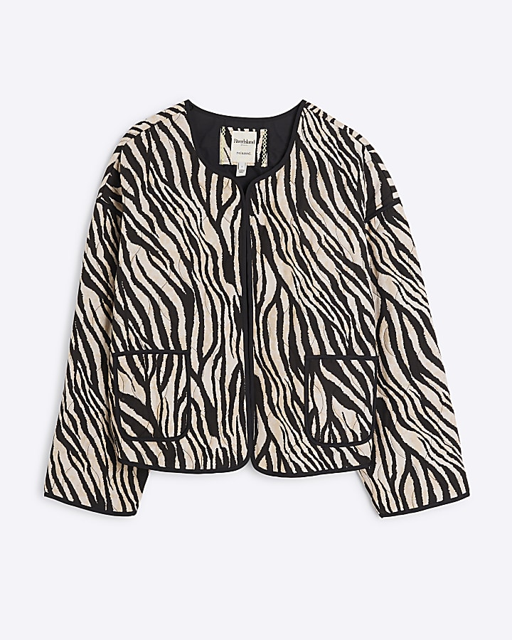 Black Zebra print quilted jacket