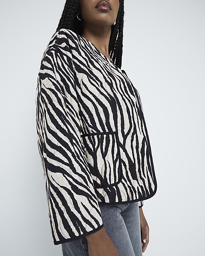 Black Zebra print quilted jacket