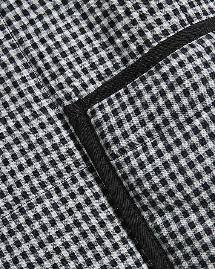 Black Long Sleeve Quilted Gingham Jacket