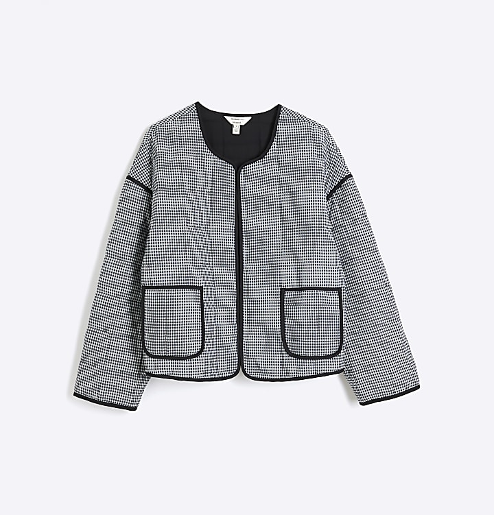 Black Long Sleeve Gingham Jacket