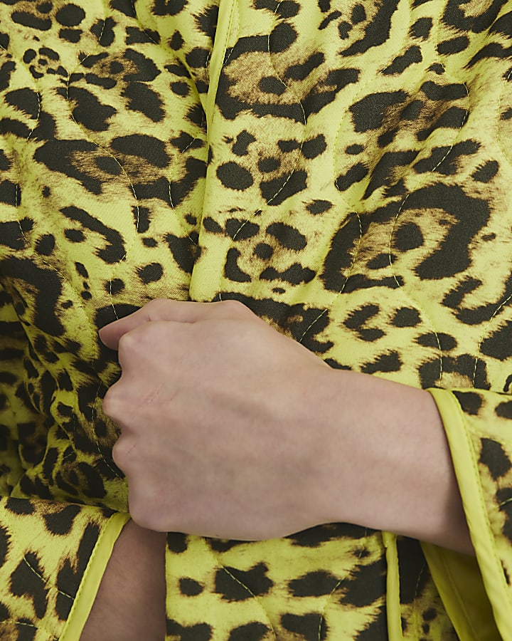 Yellow Quilted Leopard Print Jacket