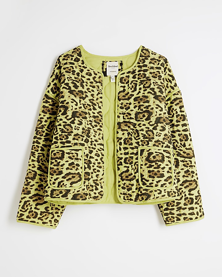 Yellow Quilted Leopard Print Jacket