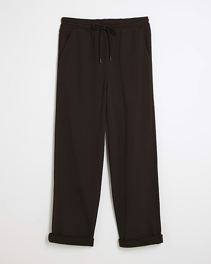 Brown Turned Up Hem Joggers