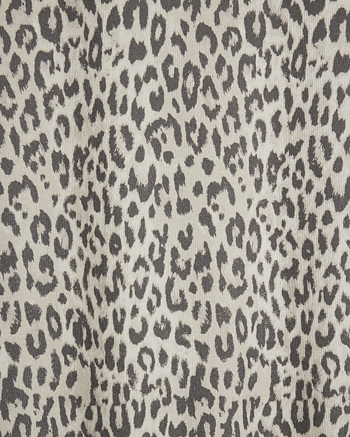 Brown Long Sleeve Leopard Midi Dress