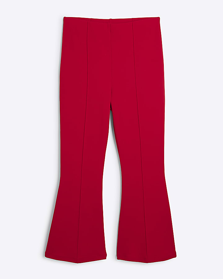 Red Bootcut Cropped Pull On Trouser