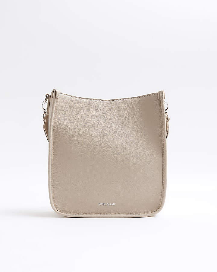 Beige Faux Leather RI Messenger Bag