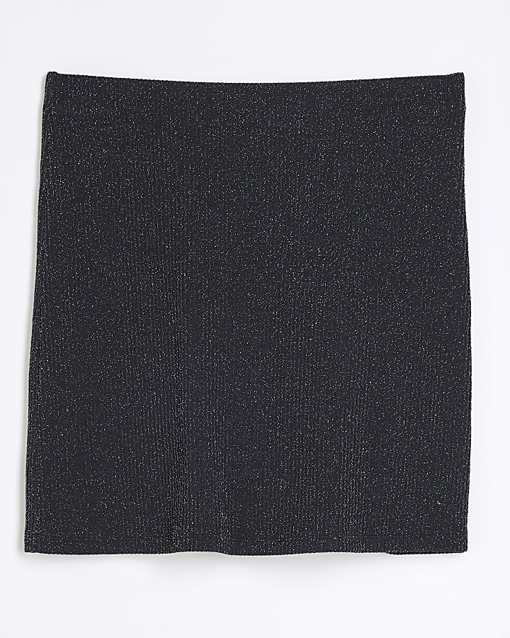 Black Glitter Mini Pencil Skirt