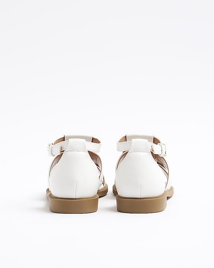 Cream Faux Leather Tassel Loafer Sandals