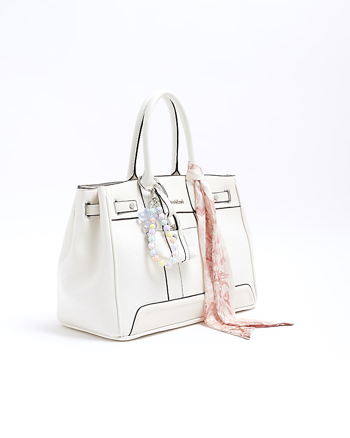 White Large Charm Tote Bag