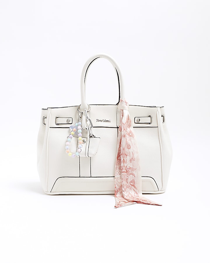 White Large Charm Tote Bag