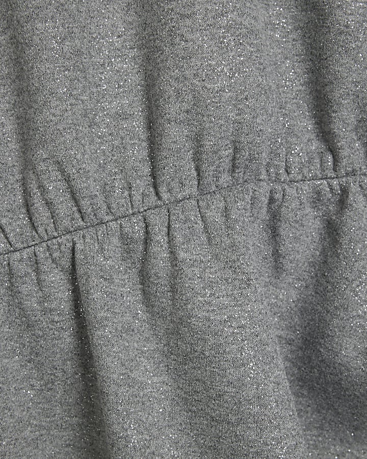 Grey Metallic Ruched Sweat Dress