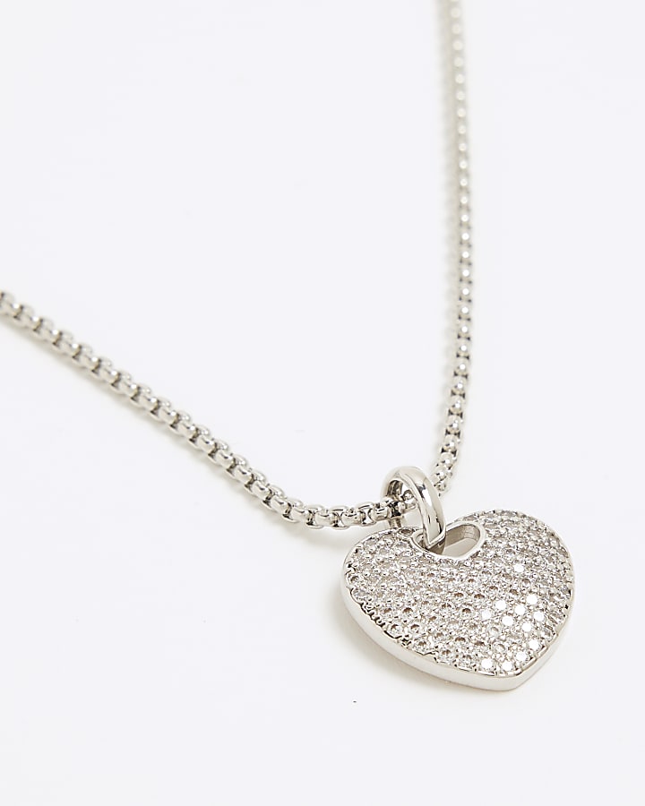 Silver Cubic Zirconia Heart Necklace