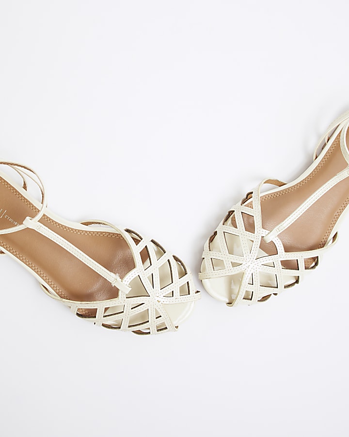 Yellow Caged Patent Sandals