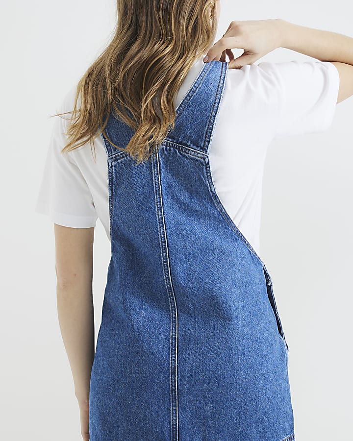 Blue Denim Pinafore Mini Dress