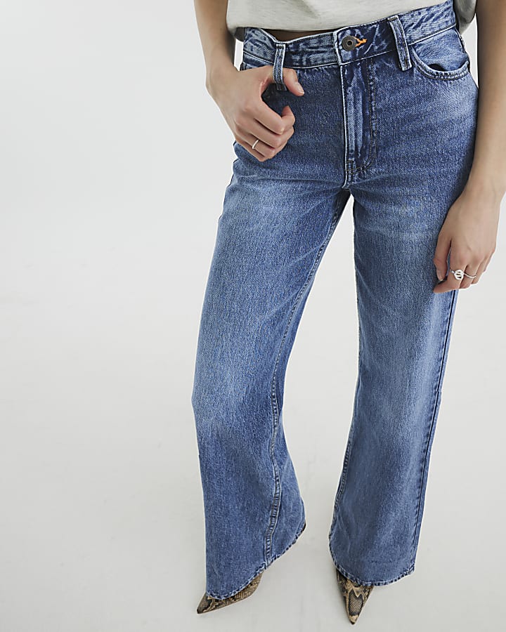 Blue Denim Relaxed Straight Jeans