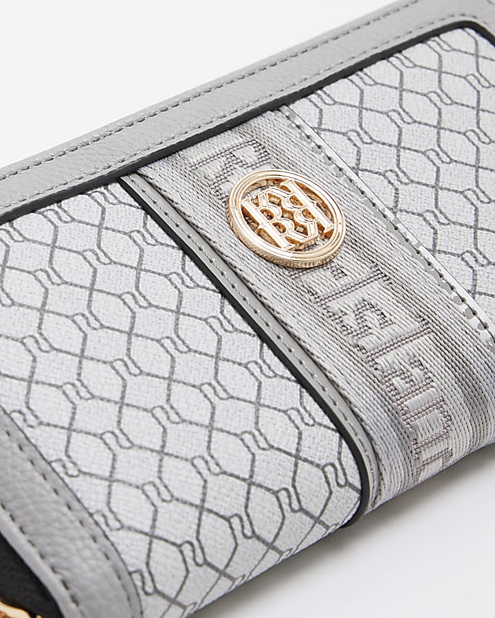 Grey Monogram Zip Around Purse