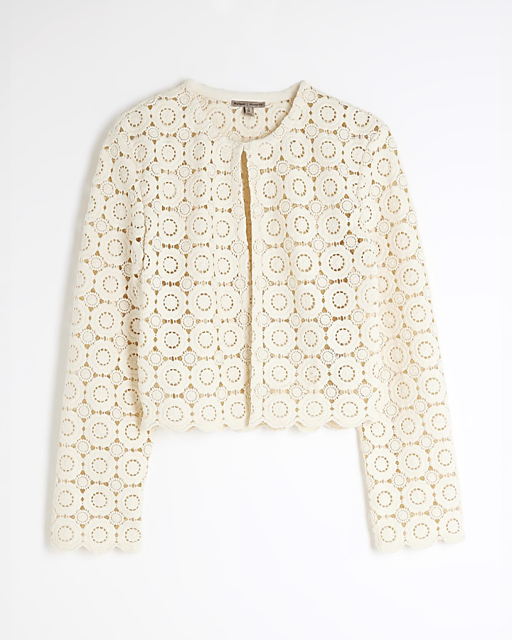 Cream Crochet Short Jacket