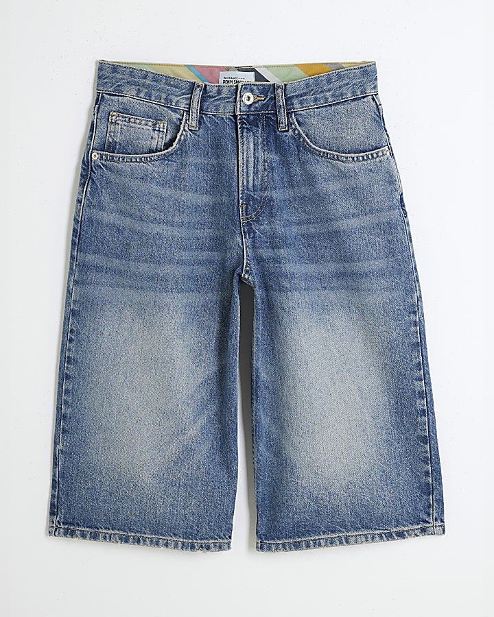 Blue Mid Rise Longline Jorts