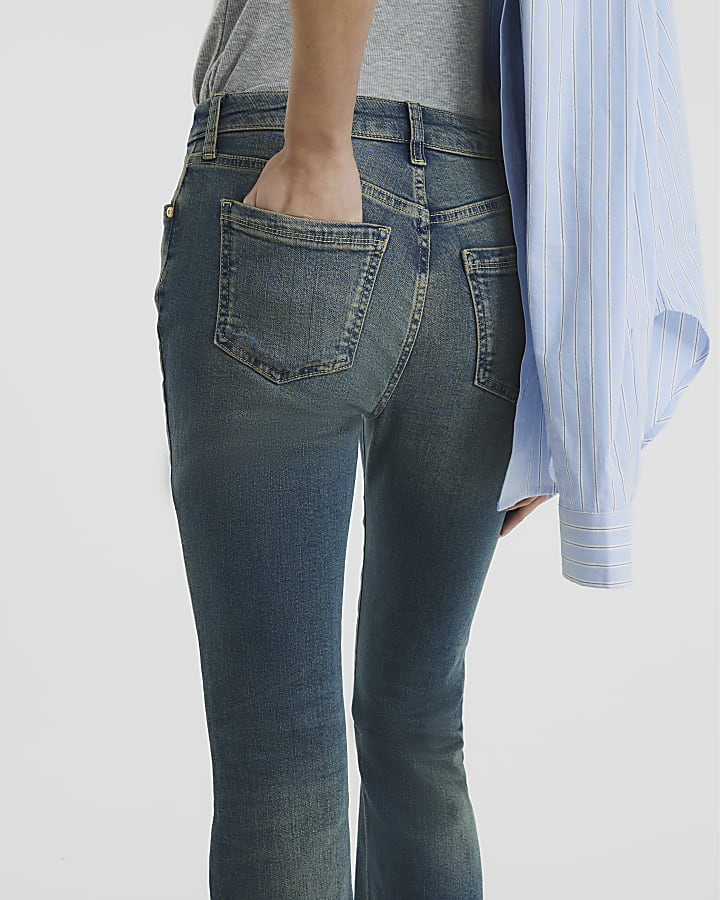 Blue Denim Bootcut Mid Rise Jeans