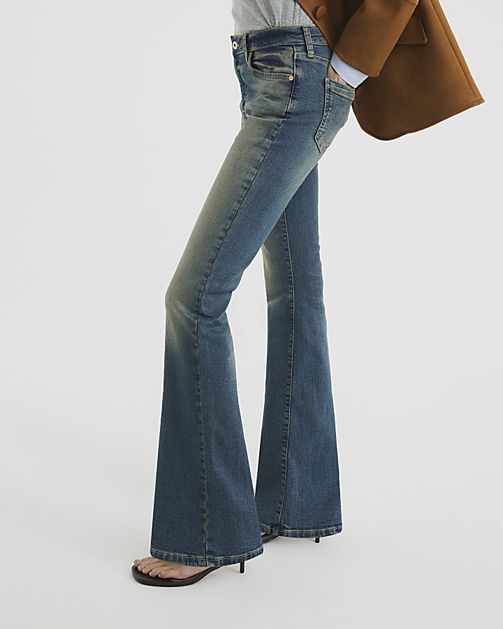 Blue Denim Bootcut Mid Rise Jeans