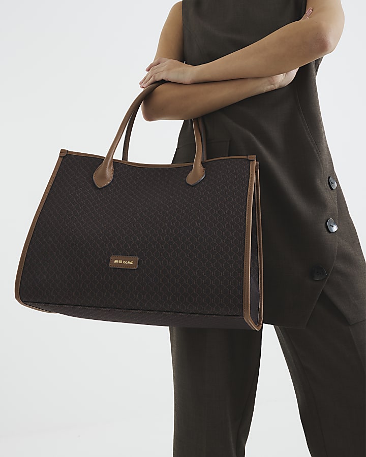 Brown Monogram Jacquard Shoulder Bag