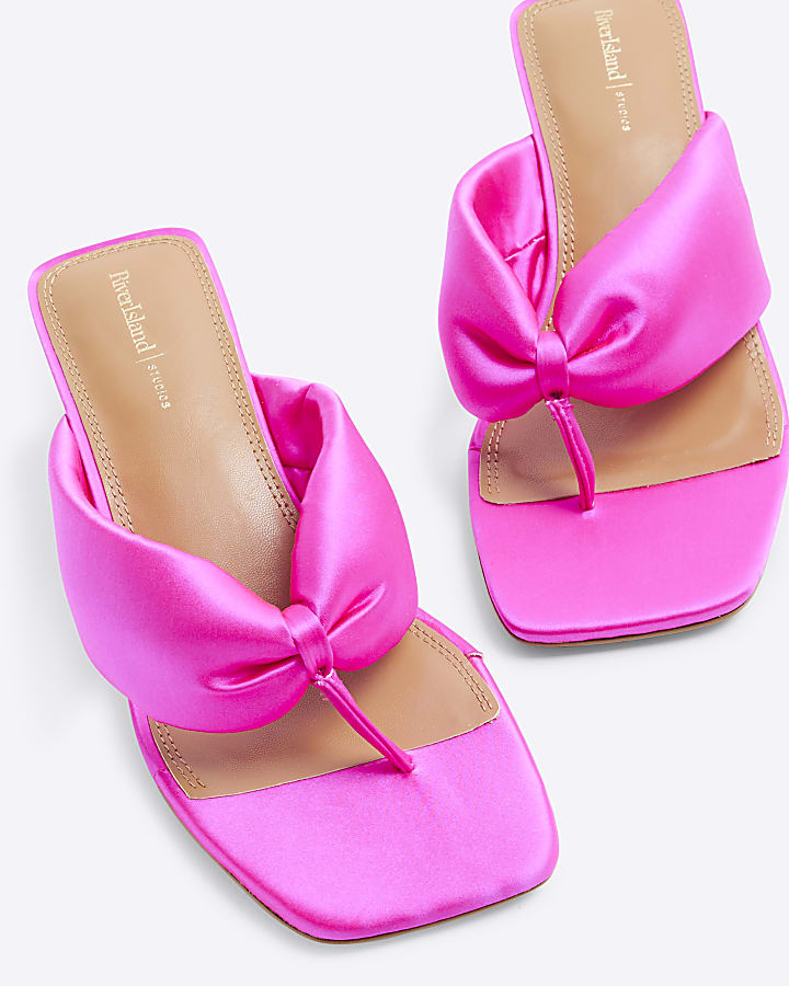 Pink Toe Thong Heeled Sandals