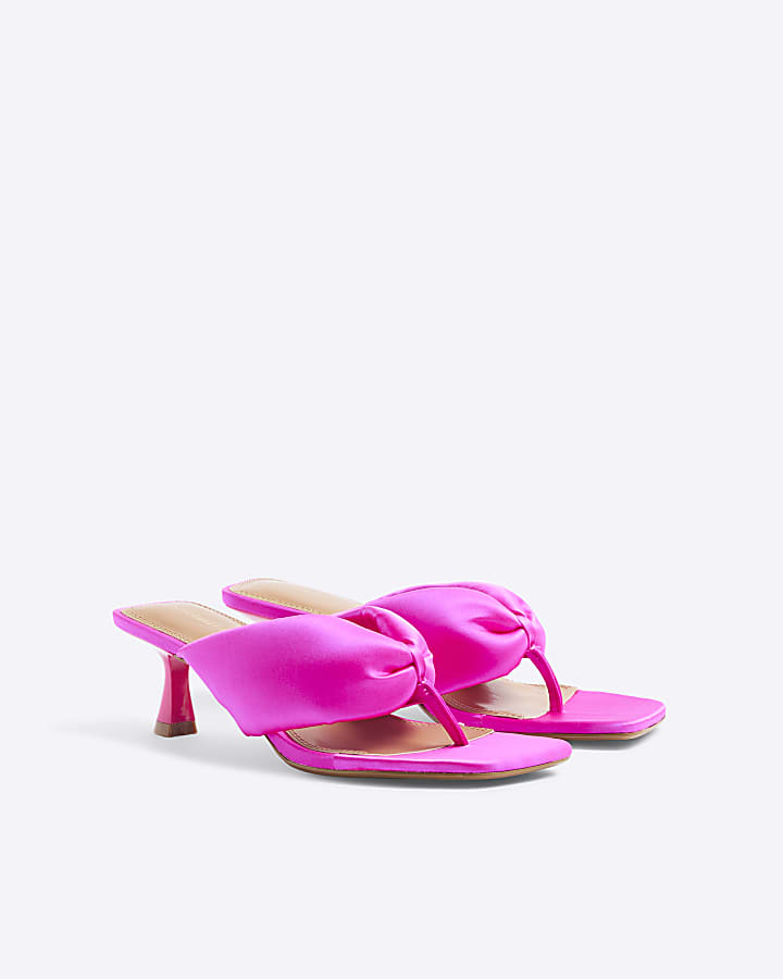 Pink Toe Thong Heeled Sandals