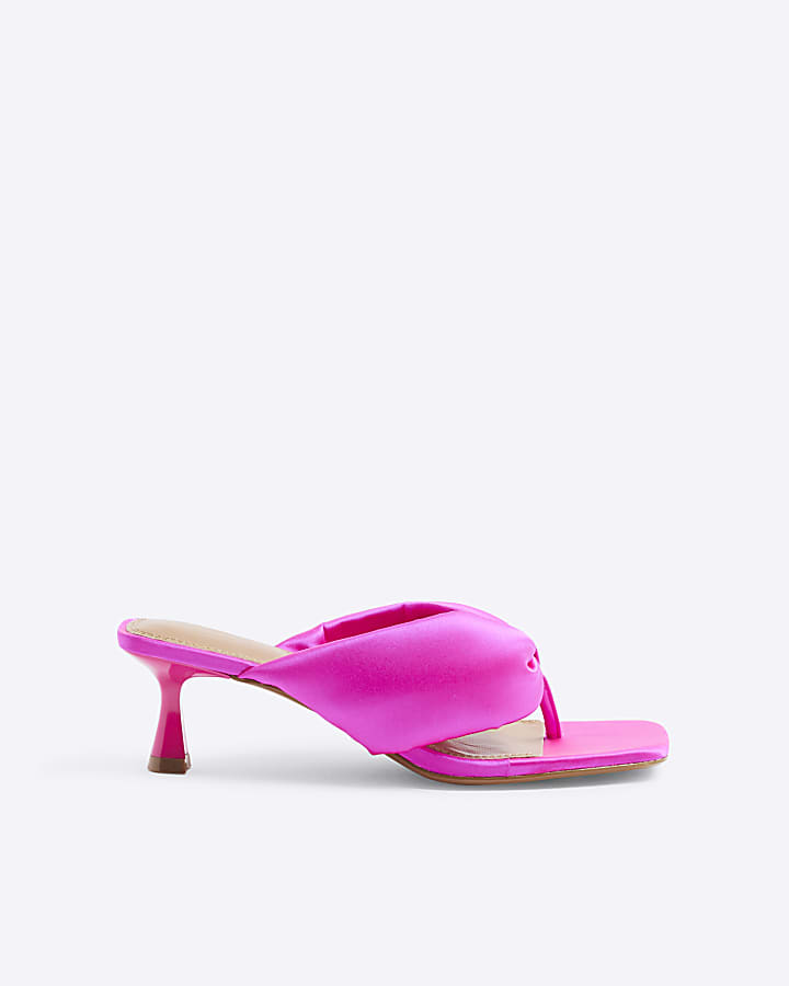 Pink Toe Thong Heeled Sandals