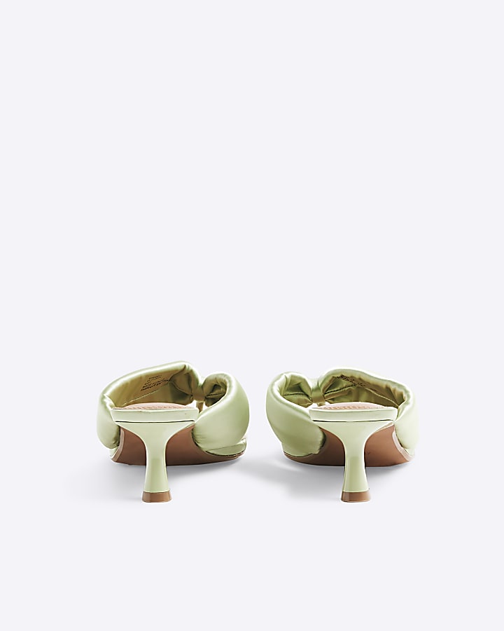 Green Toe Thong Heeled Sandals