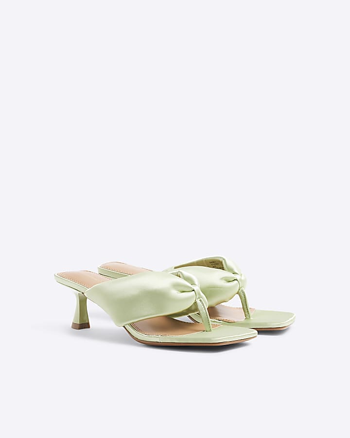 Green Toe Thong Heeled Sandals