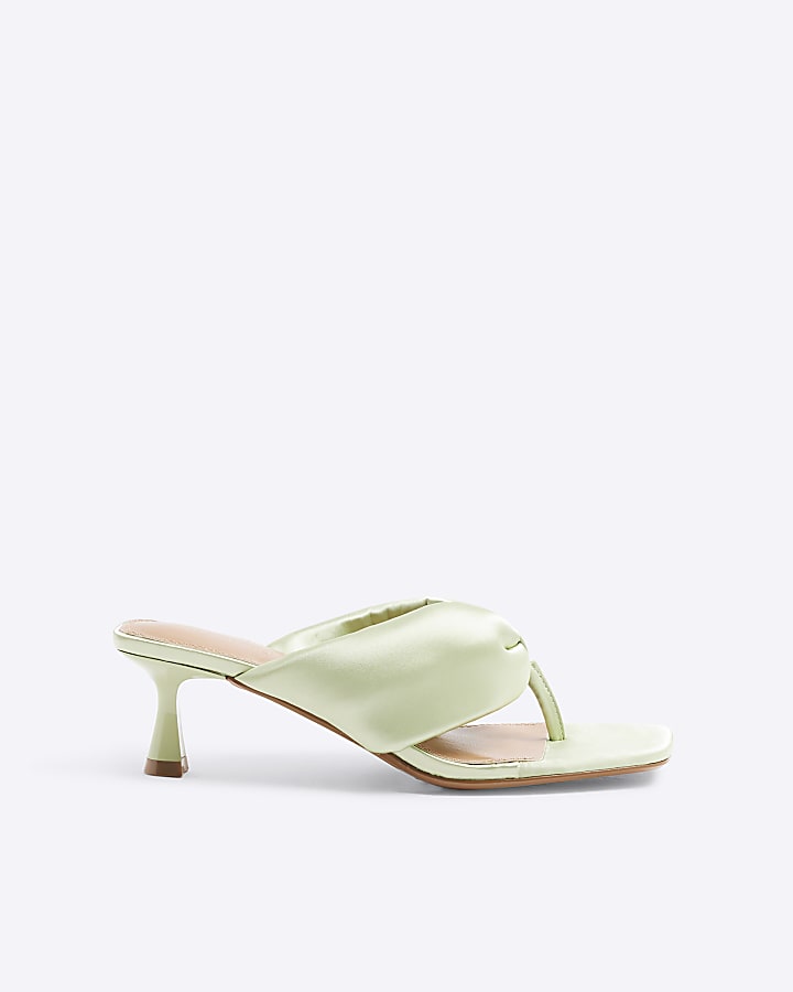 Green Toe Thong Heeled Sandals