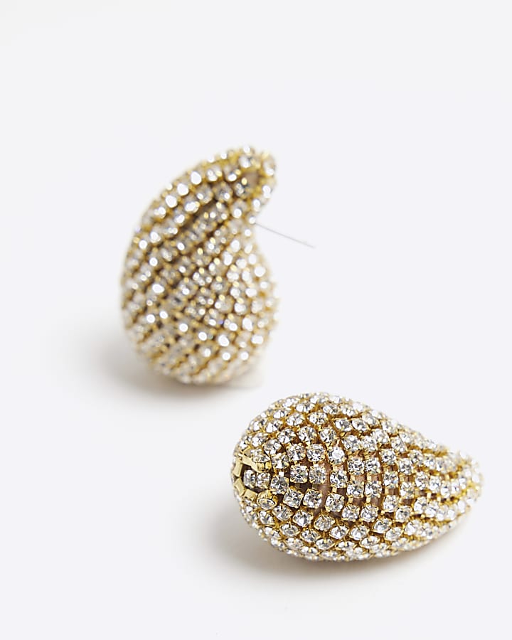 Gold Cupchain Domed Earrings