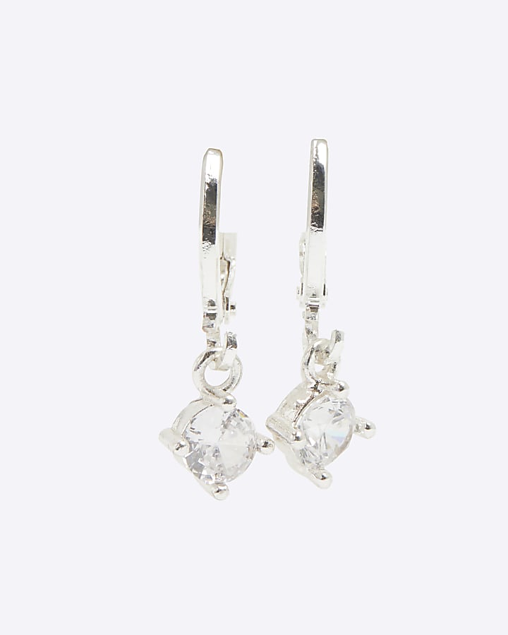 Silver Mini Drop Cubic Zirconia Earrings