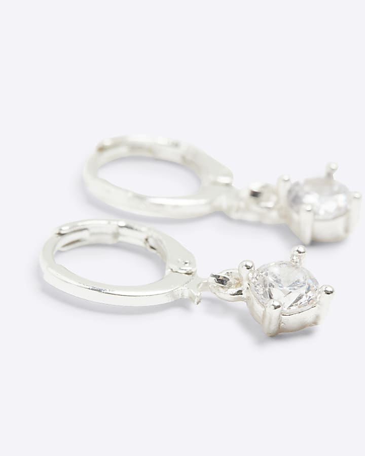 Silver Mini Drop Cubic Zirconia Earrings