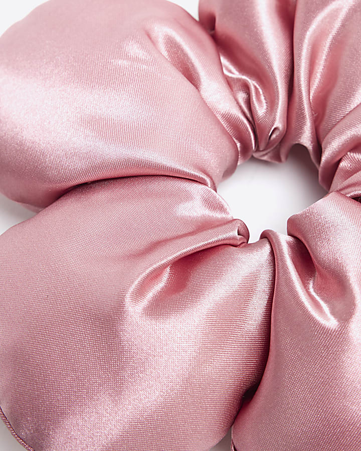 Pink Flower Puffed Scrunchie