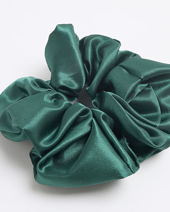 Green Satin Oversized Scrunchie