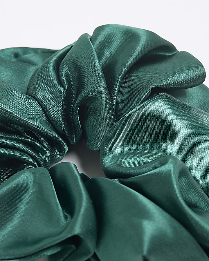 Green Satin Oversized Scrunchie