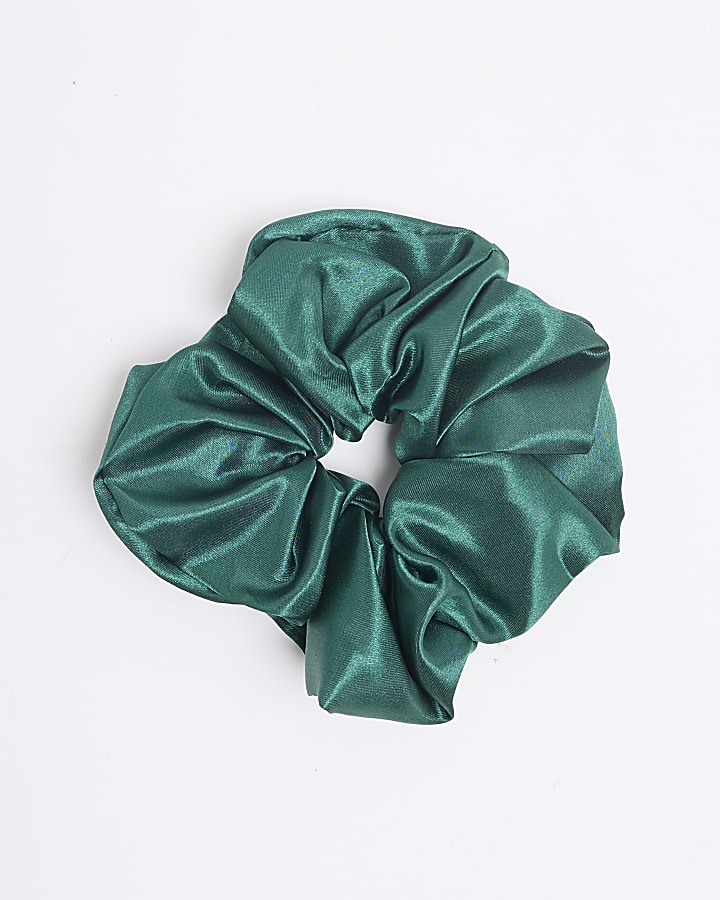 Green Satin Oversized Scrunchie