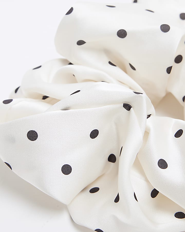 White Polka Dot Scrunchie