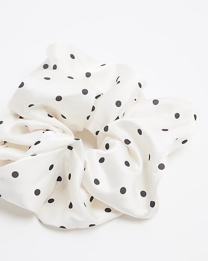 White Polka Dot Scrunchie