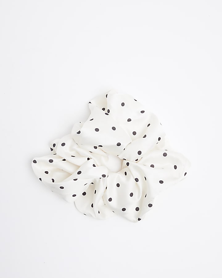 White Polka Dot Scrunchie