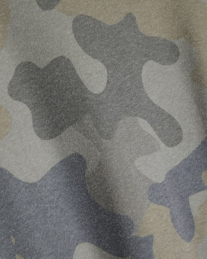 Khaki Camouflage Mini Sweatshirt Dress