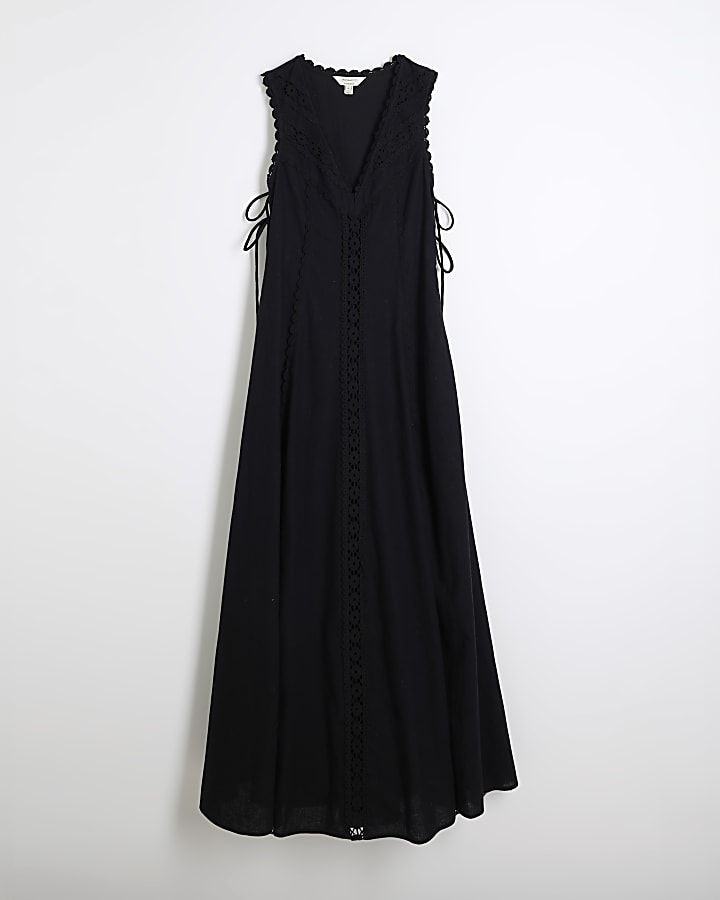 Black Sleeveless Lace Maxi Dress