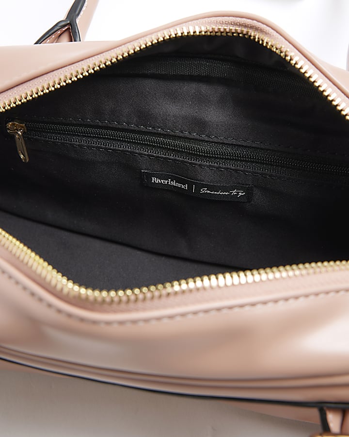 Pink Faux Leather Shoulder Bag