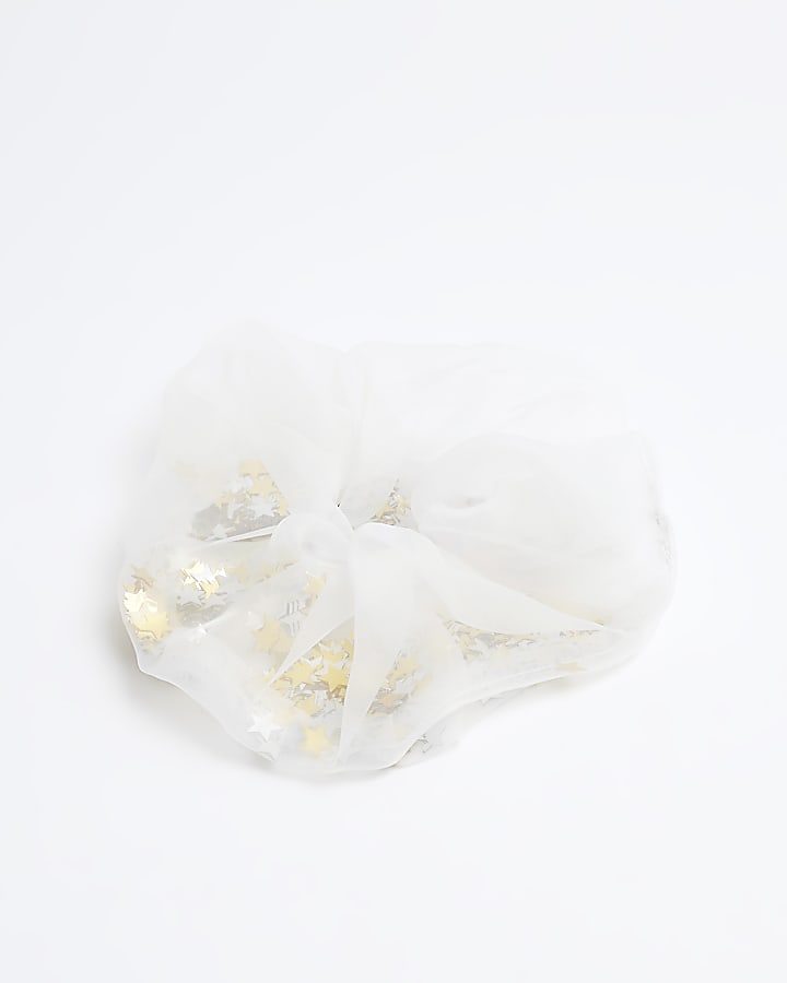 White Star Organza Oversized Scrunchie