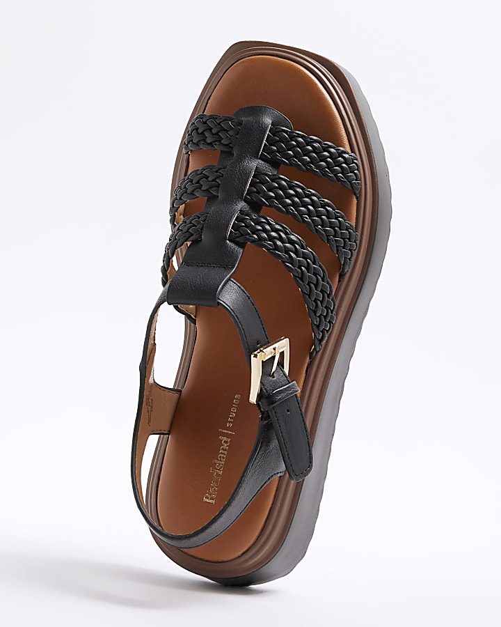Black Wide Fit Flatform Sandals