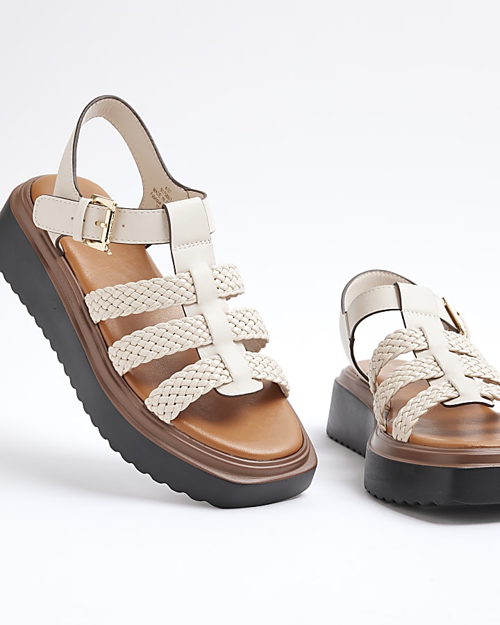 Cream Wide Fit Flatform Sandals