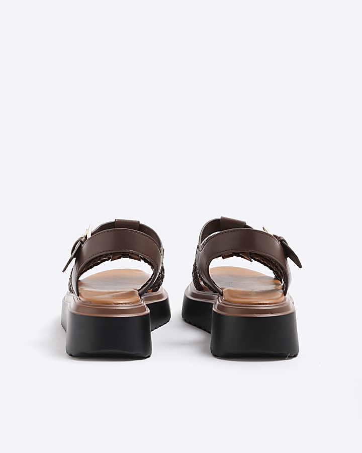 Brown Wide Fit Flatform Sandals